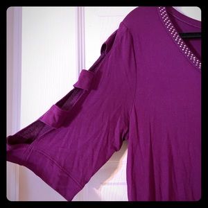 Maroon V neck top size Large